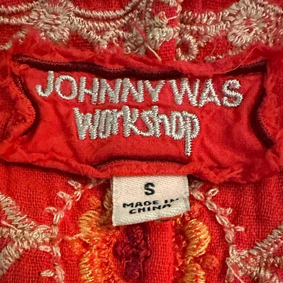 Johnny Was Workshop Uma Poncho Embroidered Gauze tunic short dress red/coral - Picture 4 of 4